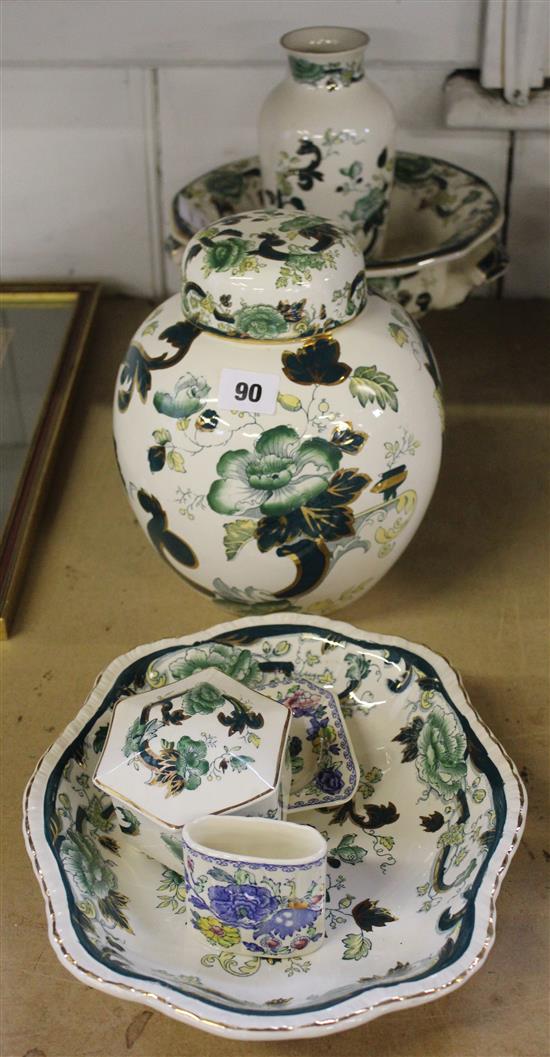 Quantity of green Masons pottery